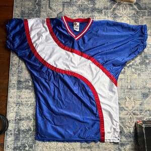 Rawlings Vintage Football Jersey Size M Blue White Red V-Neck USA Made
